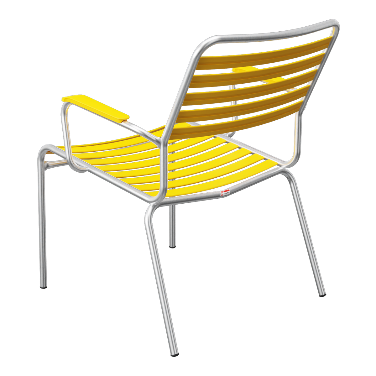 Aluminium Gartenstuhl mit gelben Lamellen, modernes Design, stapelbar, wetterfest für Terrasse und Balkon