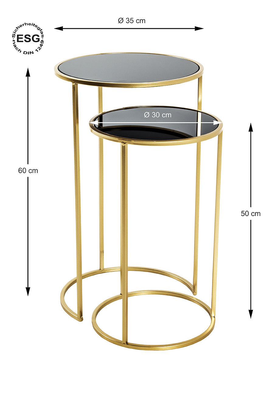 HAKU Möbel Beistelltisch aus Metall mit Glas in Gold