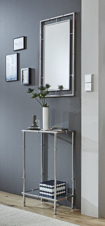 HAKU Möbel Konsole aus Metall mit Glas in Silber 50 x 25 x 75 cm