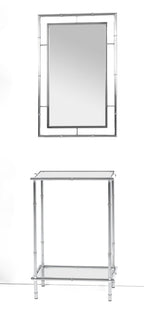 HAKU Möbel Konsole aus Metall mit Glas in Silber 50 x 25 x 75 cm