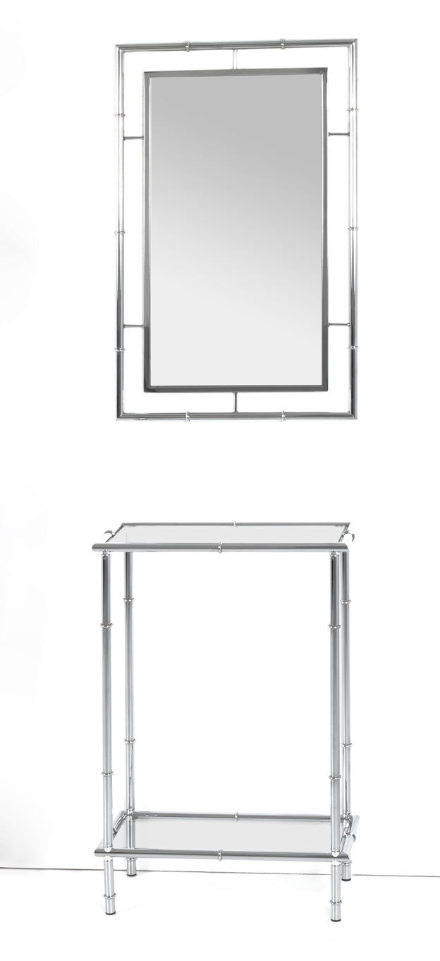 HAKU Möbel Konsole aus Metall mit Glas in Silber 50 x 25 x 75 cm
