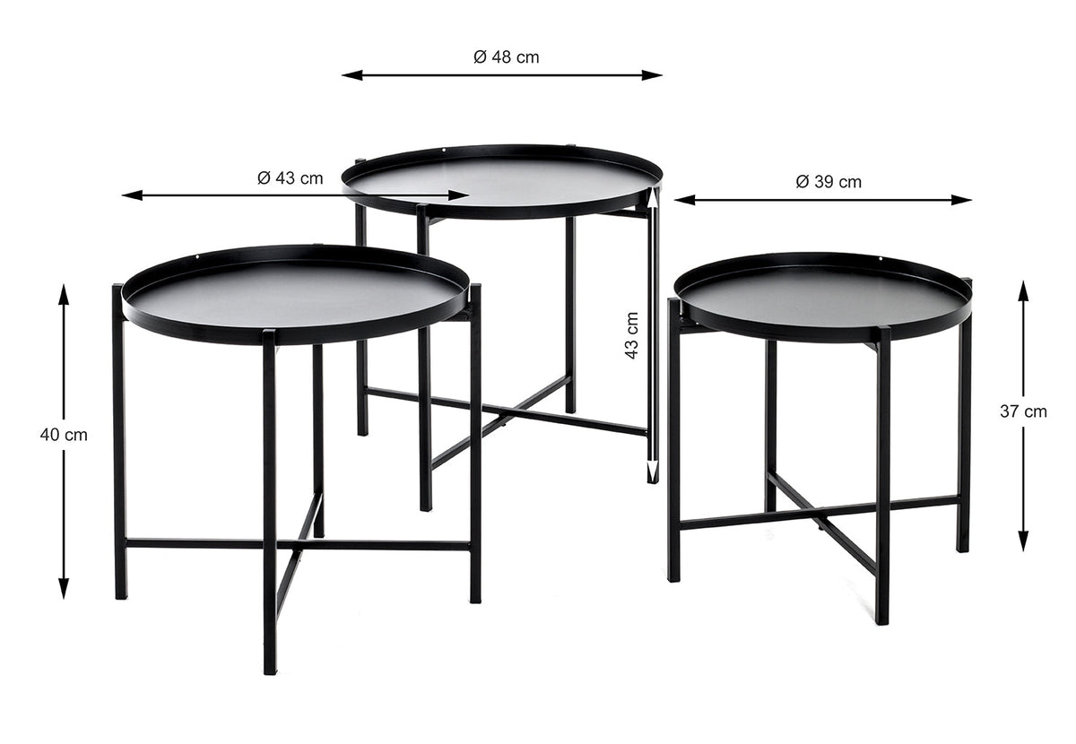HAKU Möbel Beistelltisch aus Metall Säulenfuss in Schwarz