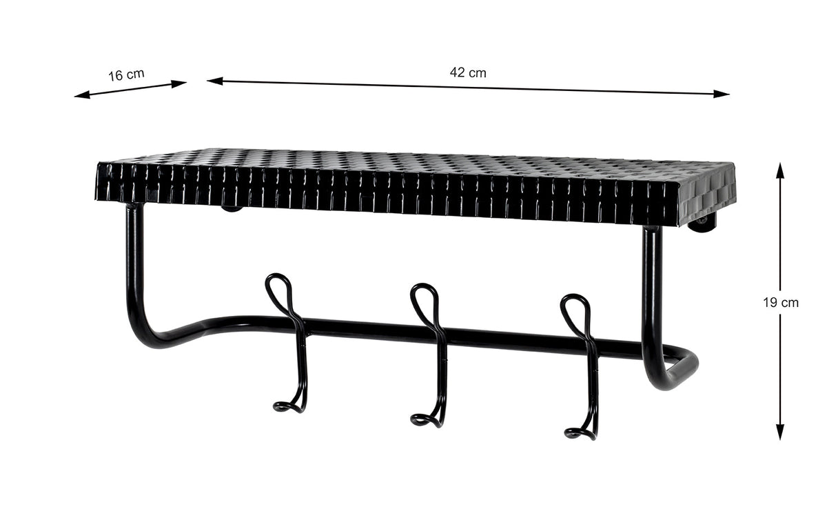 HAKU Möbel Wandgarderobe aus Metall in Schwarz 42 x 16 x 19 cm