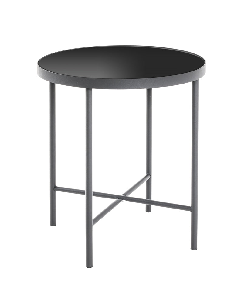 HAKU Möbel Beistelltisch aus Metall mit Glas in Anthrazit 40 x 47 cm