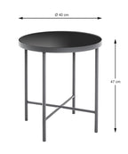 HAKU Möbel Beistelltisch aus Metall mit Glas in Anthrazit 40 x 47 cm