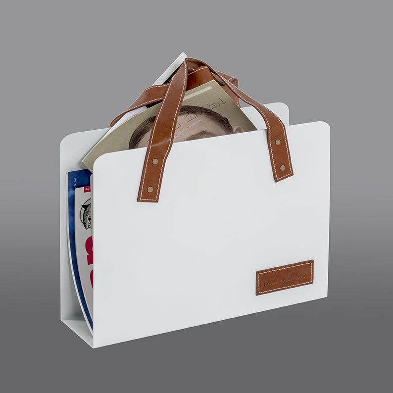 HAKU Möbel Zeitungsständer aus Metall in Weiss 35 x 10 x 38 cm