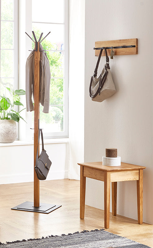 HAKU Möbel Wandgarderobe aus Massivholz in Braun 60 x 6 x 15 cm