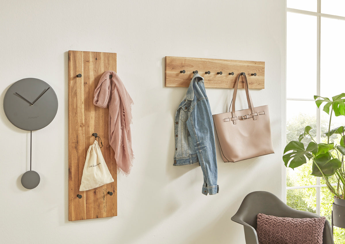 HAKU Möbel Wandgarderobe aus Massivholz in Braun 80 x 6 x 20 cm