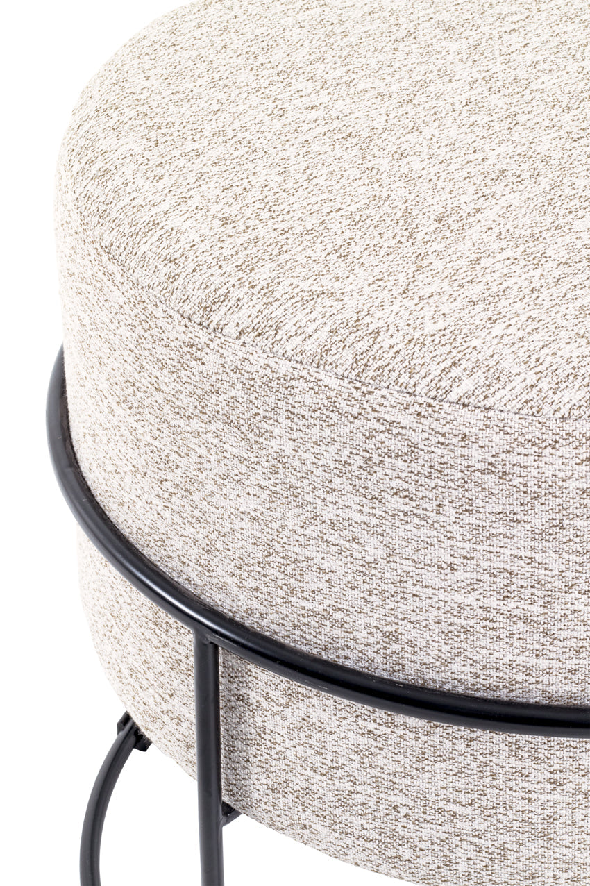 HAKU Möbel Hocker aus Textil gepolstert 48 x 44 cm in Creme, Schwarz