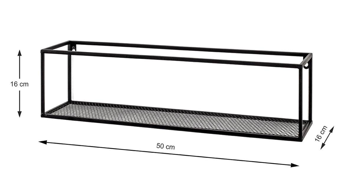 HAKU Möbel Wandregal aus Metall in Schwarz B 50-70 cm H 16 cm, 50 x 16 cm, H 16 cm
