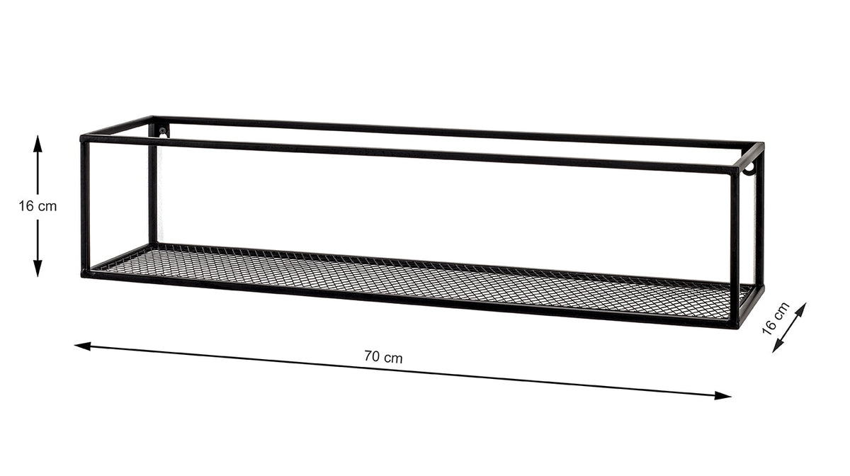 HAKU Möbel Wandregal aus Metall in Schwarz B 50-70 cm H 16 cm, 70 x 16 cm, H 16 cm