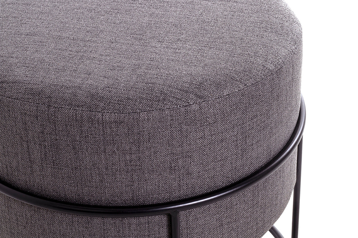 HAKU Möbel Hocker aus Textil gepolstert 48 x 44 cm in Anthrazit, Schwarz