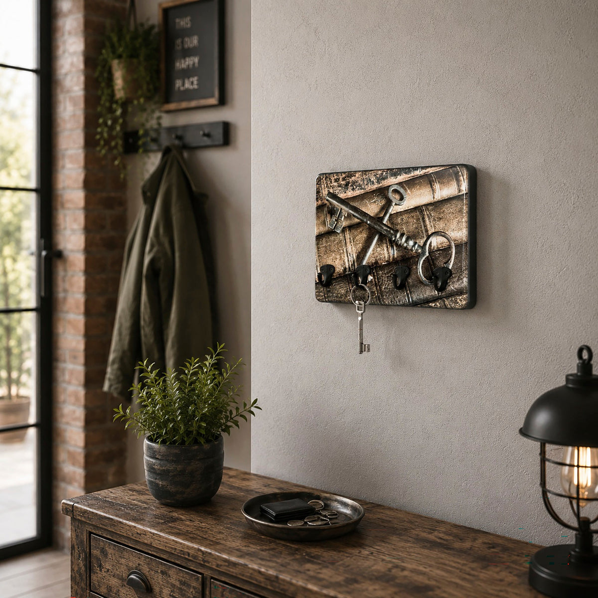 HAKU Möbel Schlüsselboard aus MDF Motiv Schlüsselbund in Braun