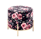 HAKU Möbel Hocker aus Textil Motiv Blume und Floral in Blau 48 x 40 cm