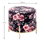HAKU Möbel Hocker aus Textil Motiv Blume und Floral in Blau 48 x 40 cm