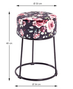 HAKU Möbel Hocker aus Textil Motiv Blume und Floral in Blau 30 x 46 cm