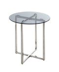 HAKU Möbel Beistelltisch aus Metall Füsse höhenverstellbar in Silber 50 x 55 cm