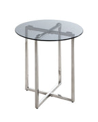 HAKU Möbel Beistelltisch aus Metall Füsse höhenverstellbar in Silber 50 x 55 cm
