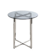 HAKU Möbel Beistelltisch aus Metall Füsse höhenverstellbar in Silber 50 x 55 cm