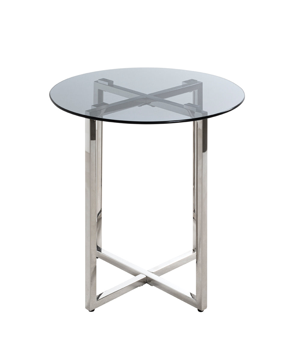 HAKU Möbel Beistelltisch aus Metall Füsse höhenverstellbar in Silber 50 x 55 cm