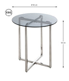 HAKU Möbel Beistelltisch aus Metall Füsse höhenverstellbar in Silber 50 x 55 cm