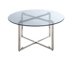 HAKU Möbel Beistelltisch aus Metall Füsse höhenverstellbar in Silber 75 x 40 cm
