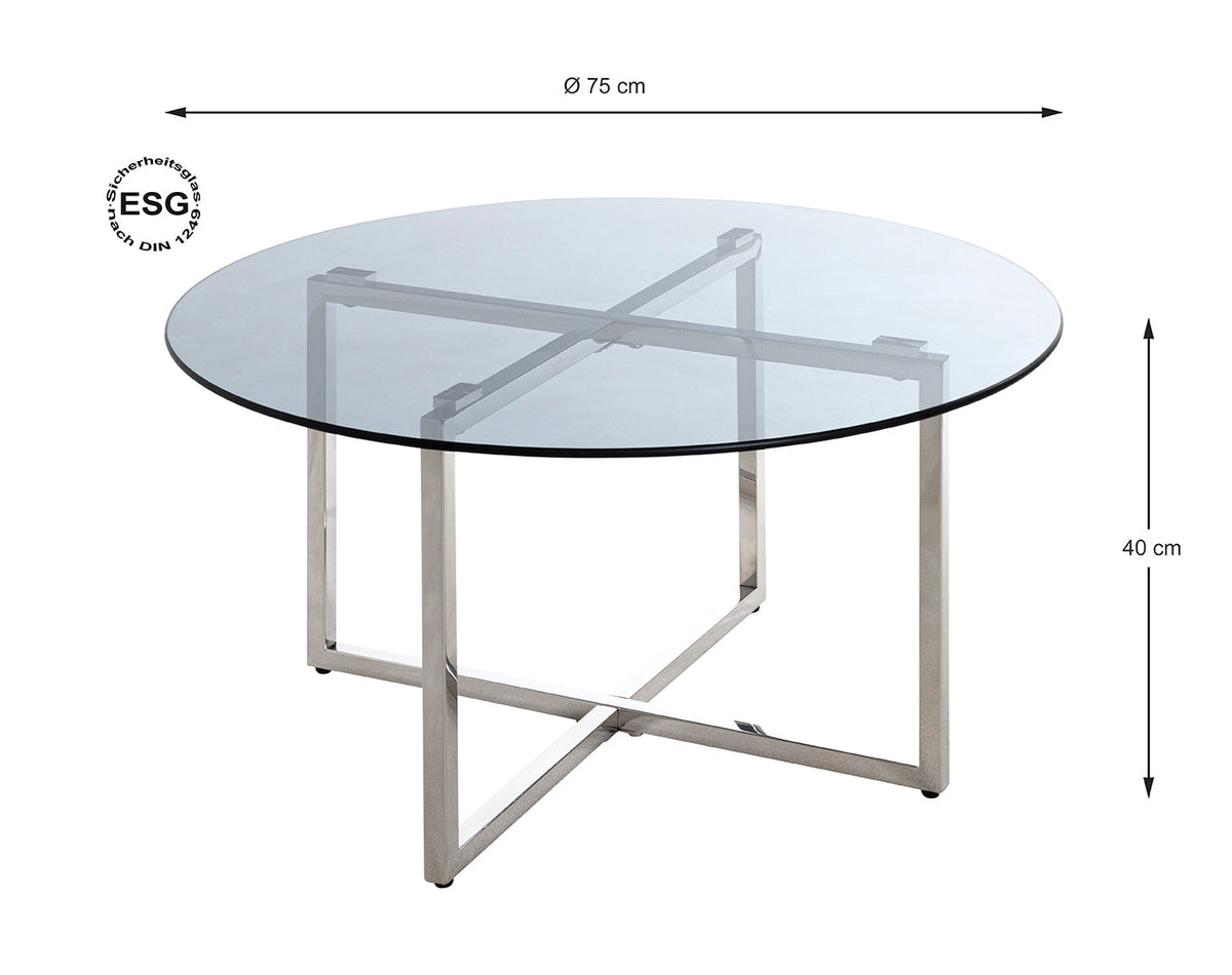 HAKU Möbel Beistelltisch aus Metall Füsse höhenverstellbar in Silber 75 x 40 cm