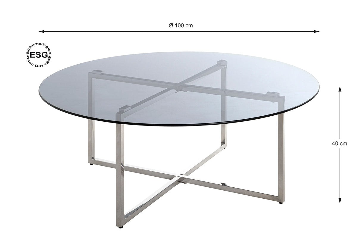 HAKU Möbel Couchtisch aus Metall Füsse höhenverstellbar in Silber