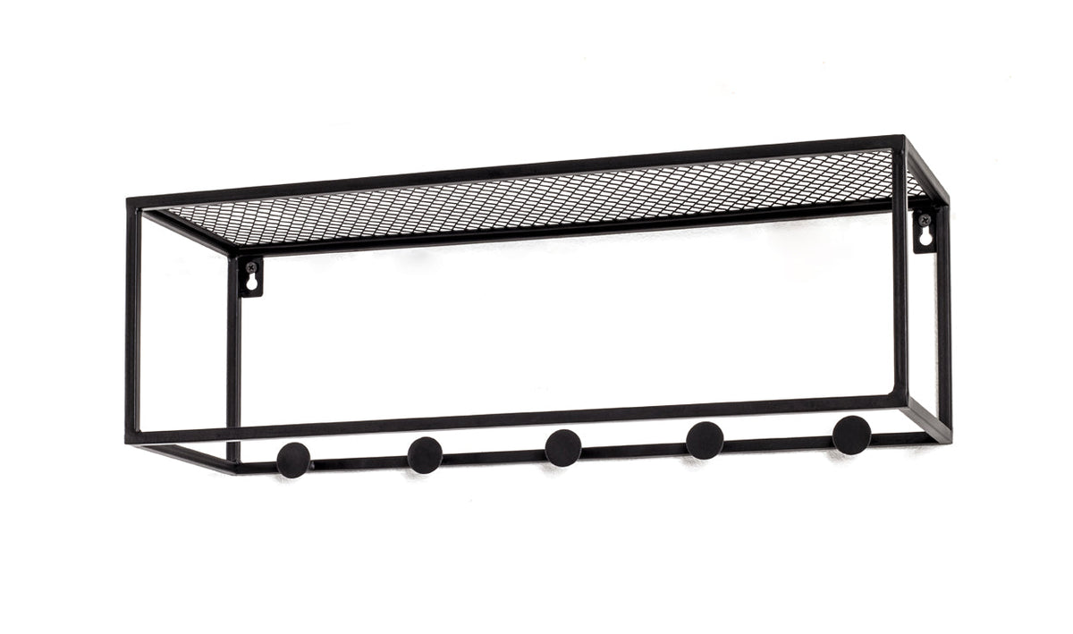 HAKU Möbel Wandgarderobe aus Metall in Schwarz 50 x 16 x 16 cm