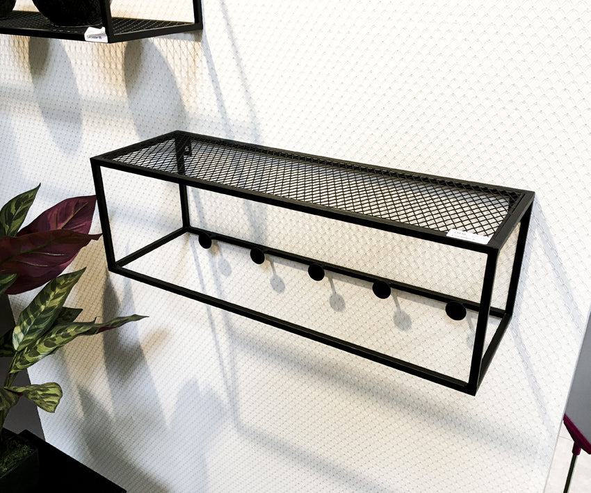 HAKU Möbel Wandgarderobe aus Metall in Schwarz 50 x 16 x 16 cm