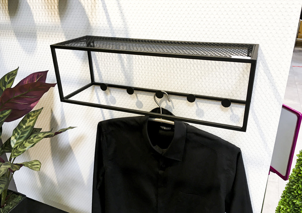 HAKU Möbel Wandgarderobe aus Metall in Schwarz 50 x 16 x 16 cm