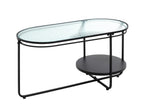 HAKU Möbel Couchtisch aus Metall mit Glas in Schwarz 90 x 42 x 49 cm