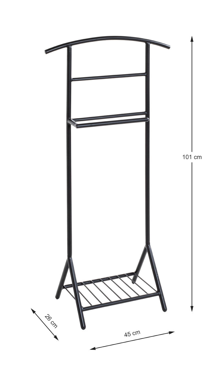 HAKU Möbel Herrendiener aus Metall in Schwarz 45 x 26 x 101 cm