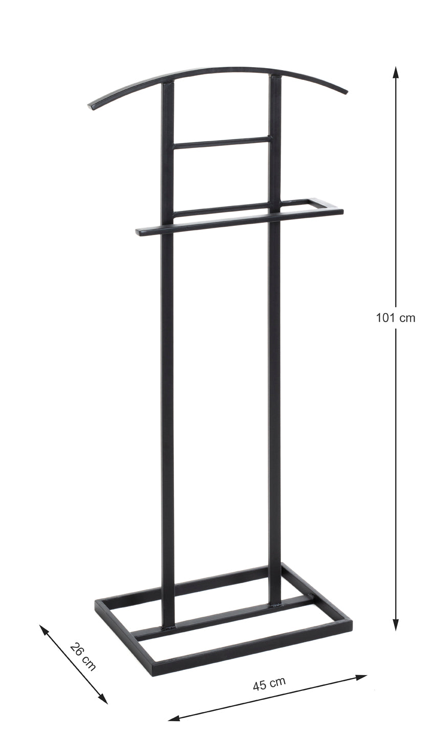 HAKU Möbel Herrendiener aus Metall in Schwarz 45 x 26 x 101 cm