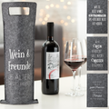 Filz-Flaschenträger mit Weinsprüchen und Geschenkidee für Weinliebhaber und Freunde