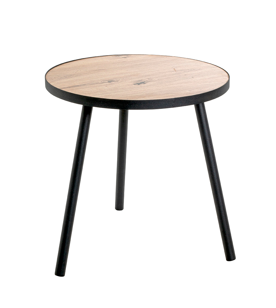 HAKU Möbel Beistelltisch aus MDF kratzbeständig in Braun 50 x 52 cm in Eiche, Schwarz (Eiche hell)