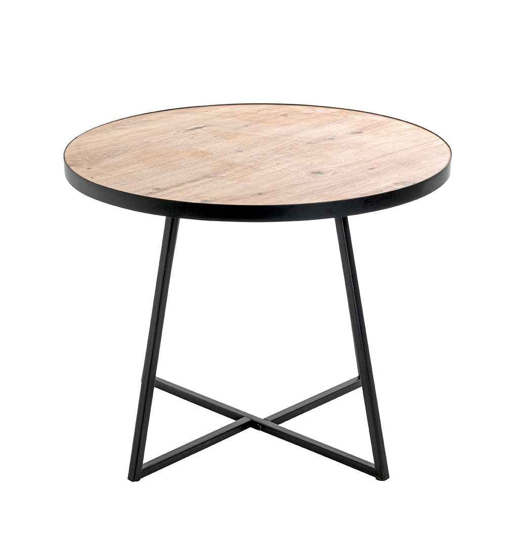 HAKU Möbel Beistelltisch aus MDF kratzbeständig in Braun 60 x 48 cm in Eiche, Schwarz (Eiche hell)