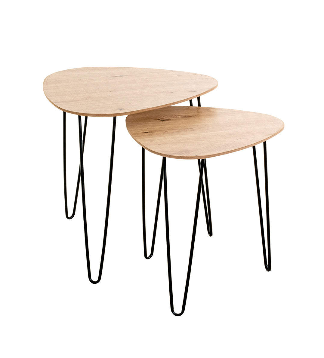 HAKU Möbel Beistelltisch aus MDF kratzbeständig in Braun B 40-48 cm H 43-48 cm, 48 x 48 cm, H 48 cm in Eiche, Schwarz (Eiche hell)