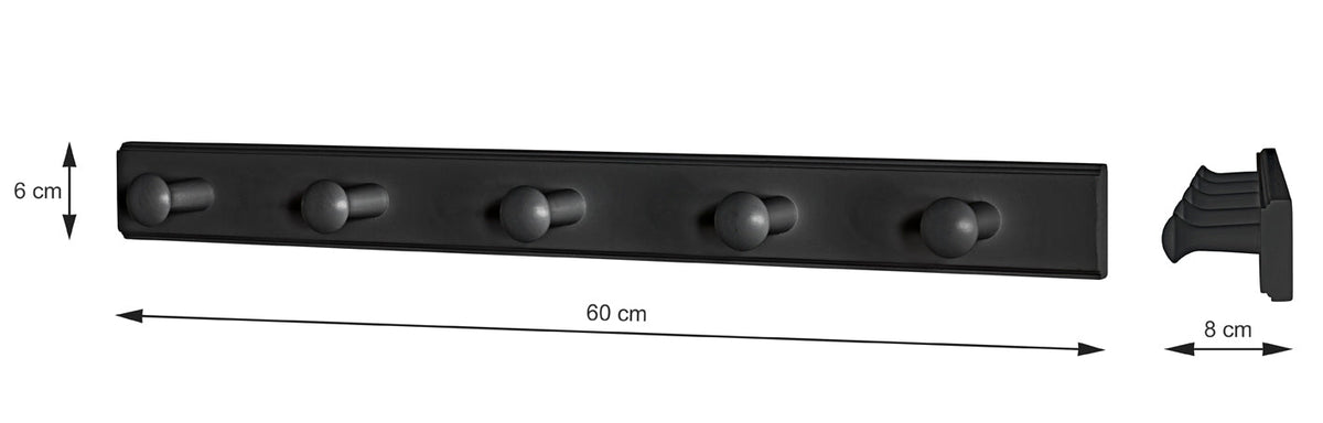 HAKU Möbel Garderobenleiste aus Massivholz in Schwarz