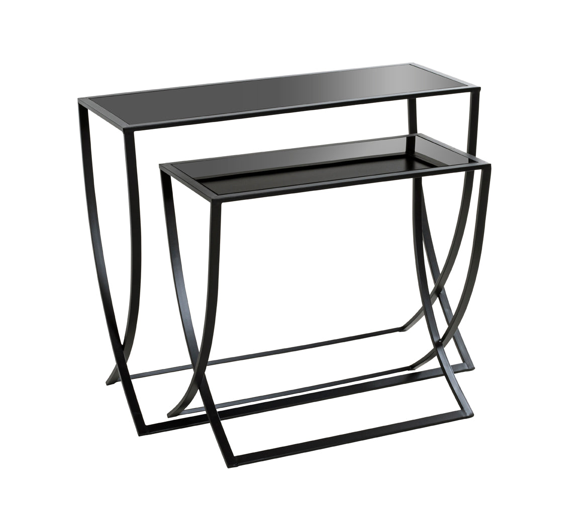 HAKU Möbel Beistelltisch aus Metall mit Glas in Schwarz