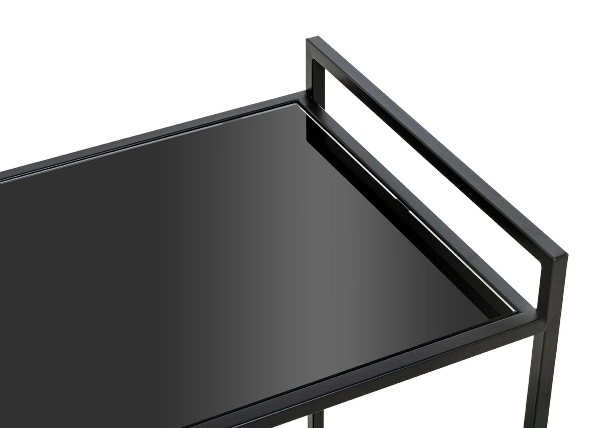 HAKU Möbel Beistelltisch auf Rollen aus Metall mit Glas in Schwarz