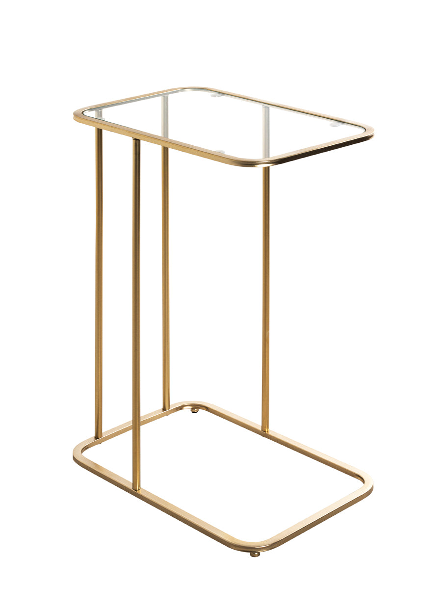 HAKU Möbel Beistelltisch aus Metall mit Glas in Gold 45 x 30 x 65 cm