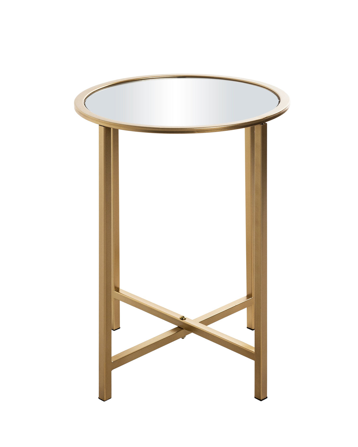 HAKU Möbel Beistelltisch aus Metall mit Spiegel in Gold 39 x 53 cm