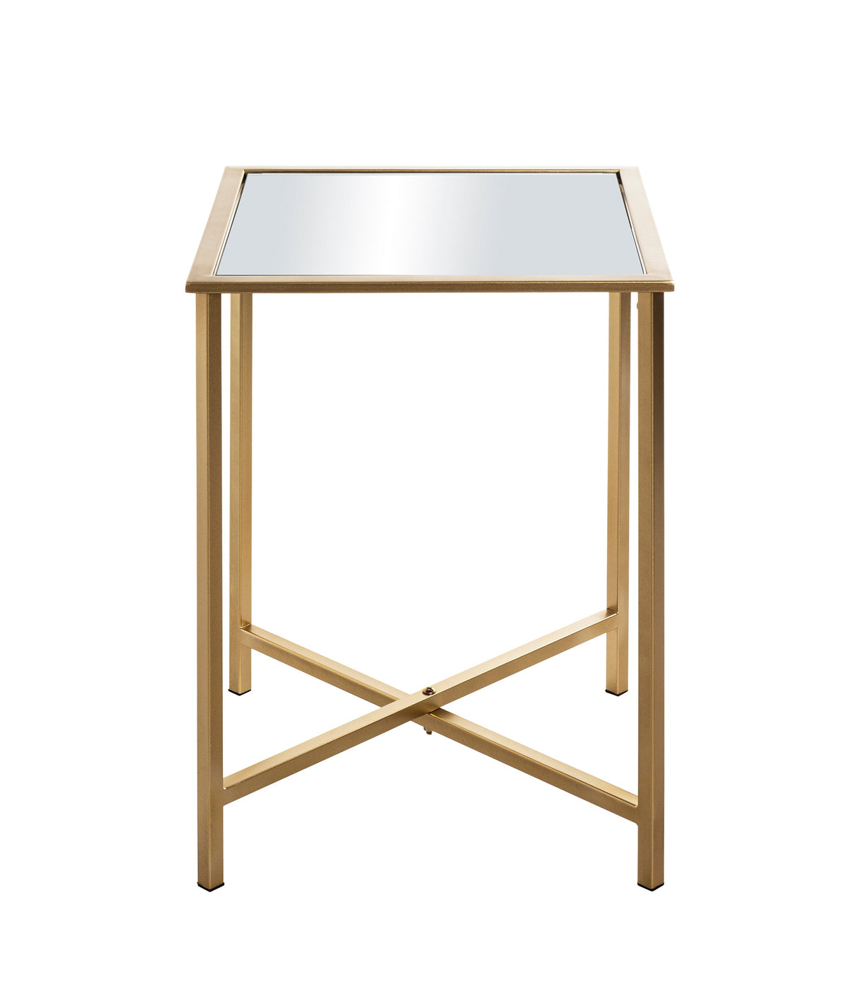 HAKU Möbel Beistelltisch aus Metall mit Spiegel in Gold 39 x 39 x 53 cm