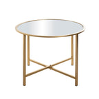 HAKU Möbel Beistelltisch aus Metall mit Spiegel in Gold 60 x 45 cm