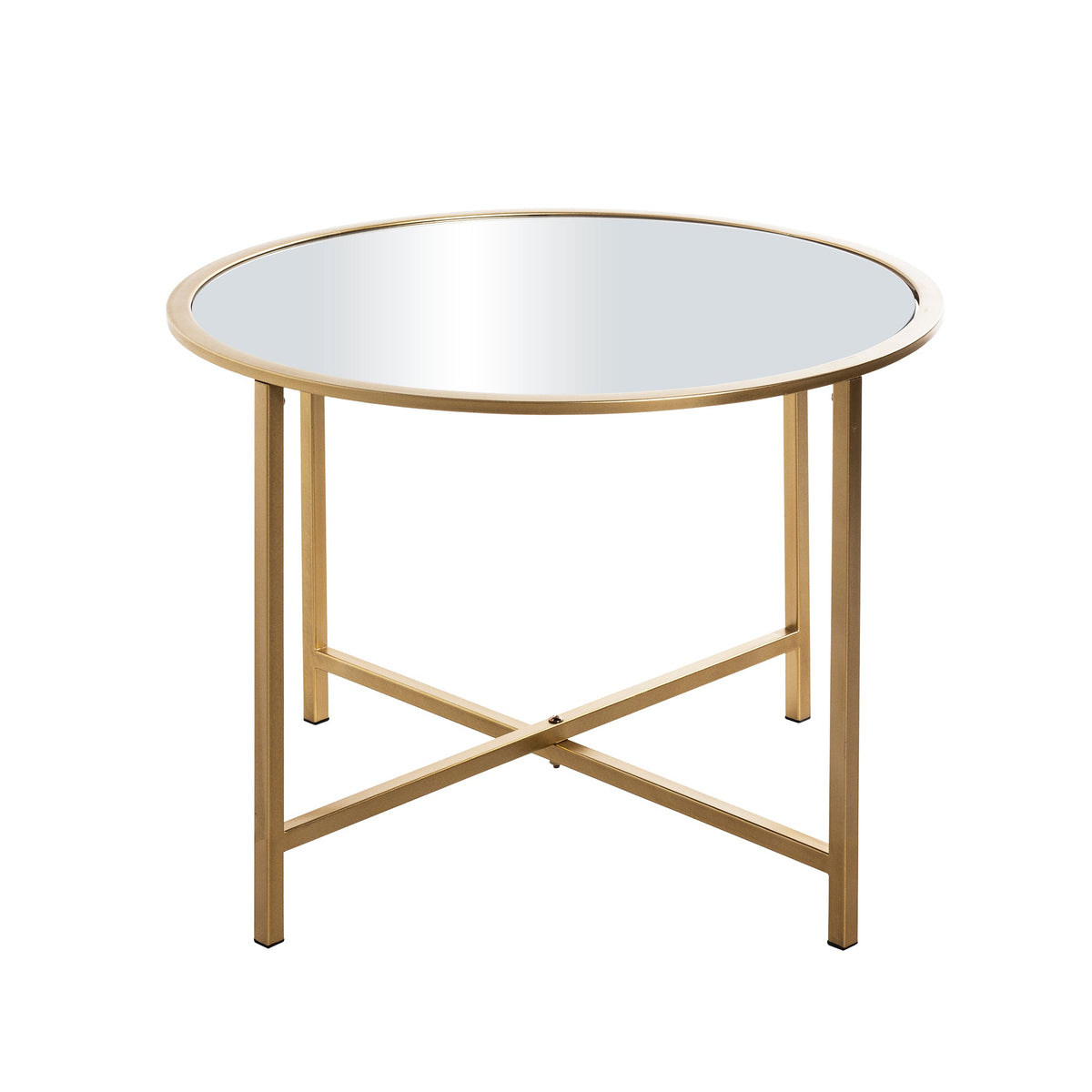 HAKU Möbel Beistelltisch aus Metall mit Spiegel in Gold 60 x 45 cm
