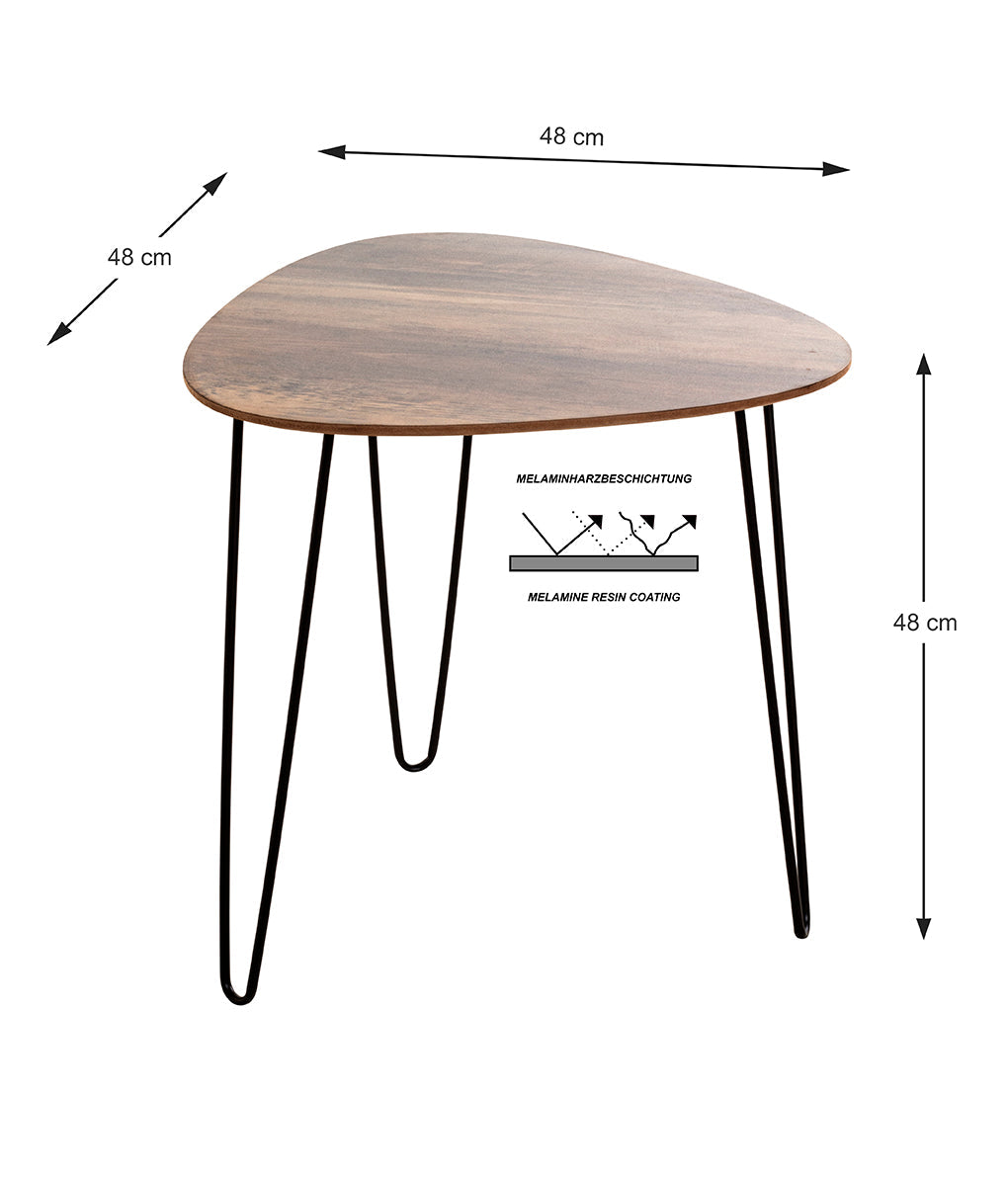 HAKU Möbel Beistelltisch aus MDF kratzbeständig in Braun B 40-48 cm H 43-48 cm, 48 x 48 cm, H 48 cm