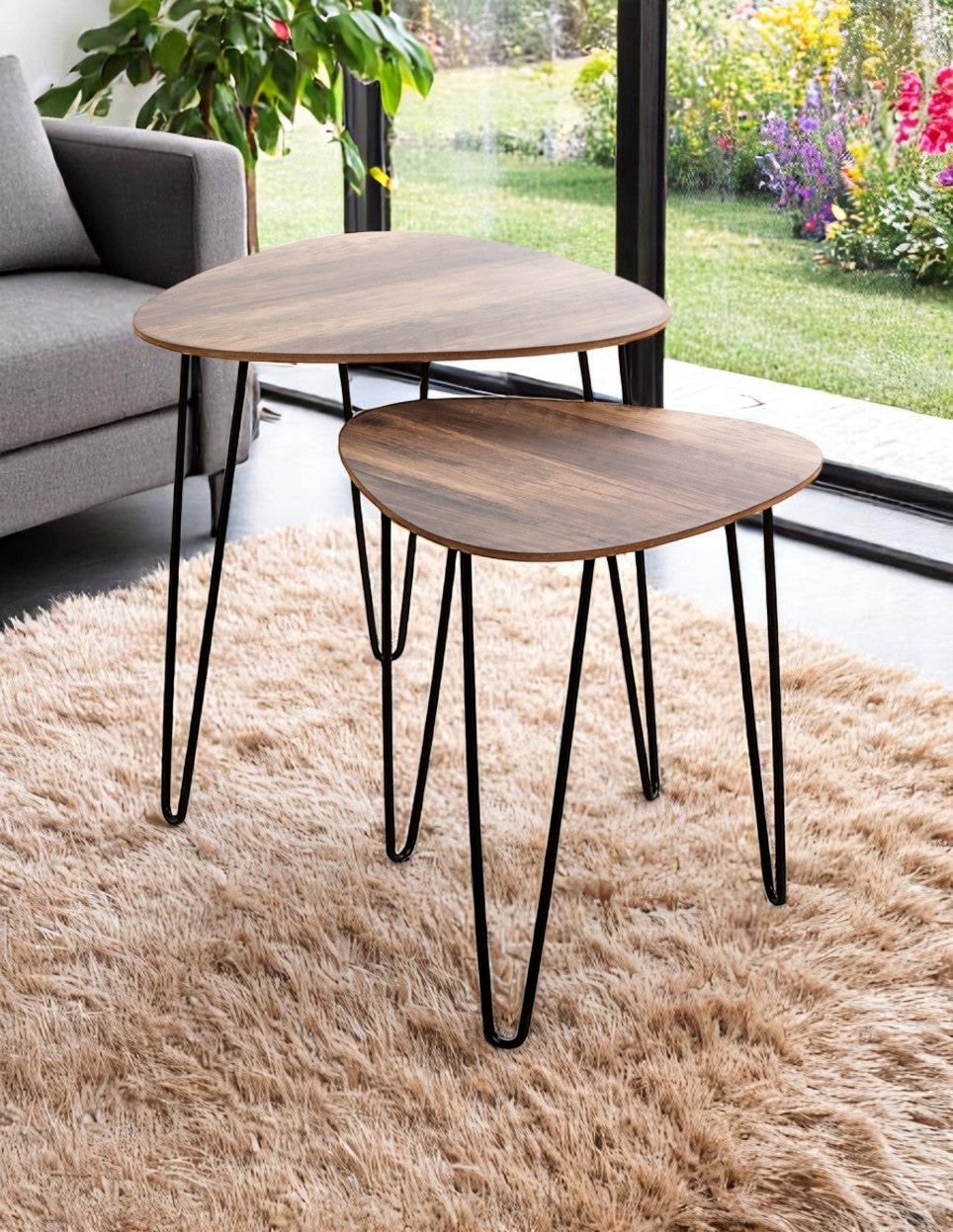 HAKU Möbel Beistelltisch aus MDF kratzbeständig in Braun B 40-48 cm H 43-48 cm, 40 x 40 cm, H 43 cm