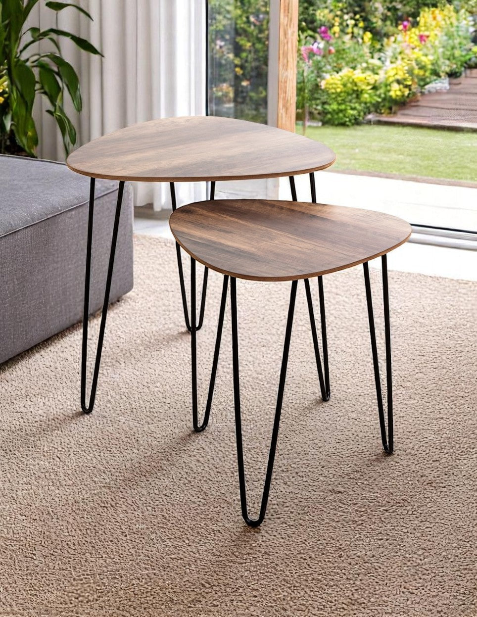 HAKU Möbel Beistelltisch aus MDF kratzbeständig in Braun B 40-48 cm H 43-48 cm, 40 x 40 cm, H 43 cm