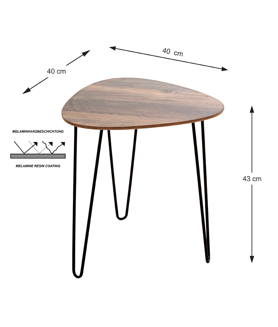 HAKU Möbel Beistelltisch aus MDF kratzbeständig in Braun B 40-48 cm H 43-48 cm, 40 x 40 cm, H 43 cm